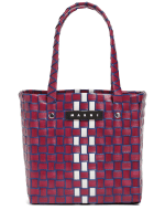 Two tone logo patch check woven handbag - Marni Junior - Girls