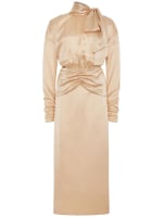 alessandra rich satin dress Alessandra Rich Bow-Detailed Silk-Satin Midi Dress In Green - 60% Off