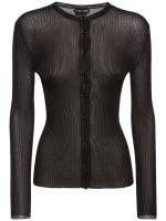 TOM FORD ブラック リブ編み カーディガン