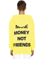 Make Money Not Friends Logo Print Cotton Sweatshirt Hoodie Yellow Luisaviaroma - 