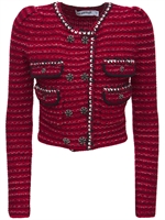 red melange knit cardigan