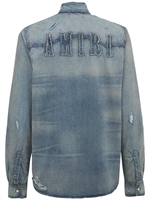 Amiri - Logo applique cotton denim shirt - | Luisaviaroma
