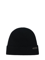 Logo leather tag wool beanie hat 