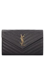 Saint Laurent Monogram Embossed Leather Chain Wallet