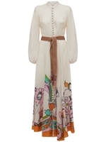 Zimmermann - Lola printed linen long dress - White/Multi | Luisaviaroma