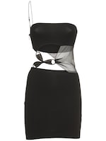 Nensi Dojaka - Georgette & mesh cutout mini dress - Black | Luisaviaroma