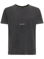 Logo destroyed cotton t-shirt - Saint Laurent - Men | Luisaviaroma