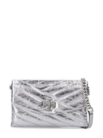 Tory Burch Kira Chevron Metallic Logo Chain Wallet in Black