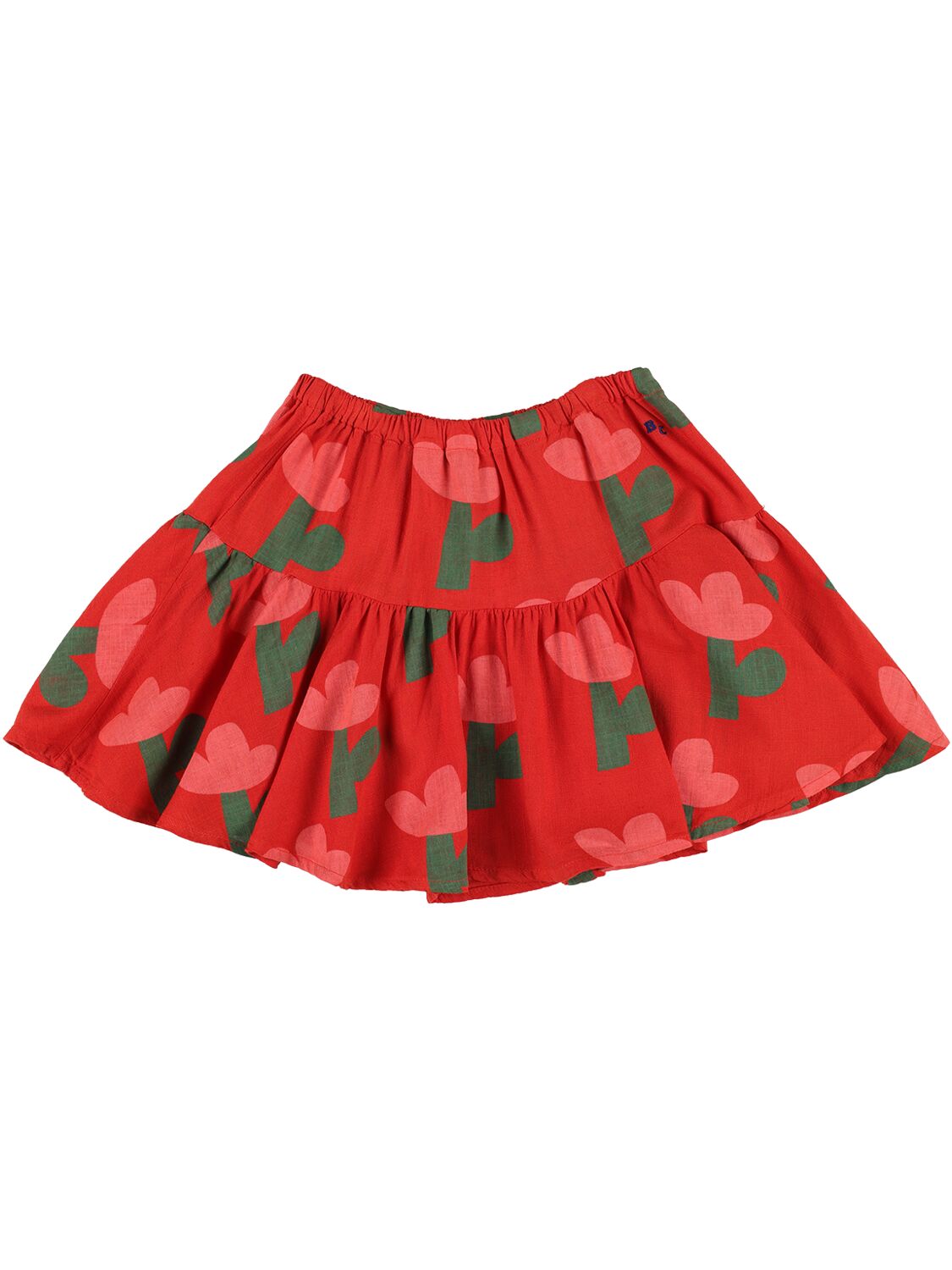 Bobo Choses Flowers Print Viscose & Linen Mini Skirt In Red