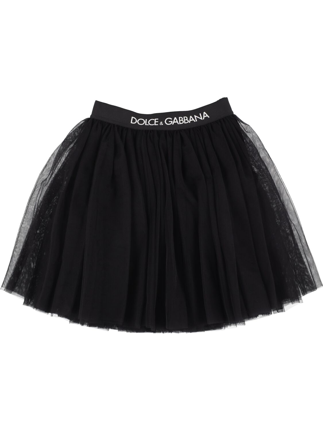 Dolce & Gabbana Kids' Logo Tulle Mini Skirt In Black