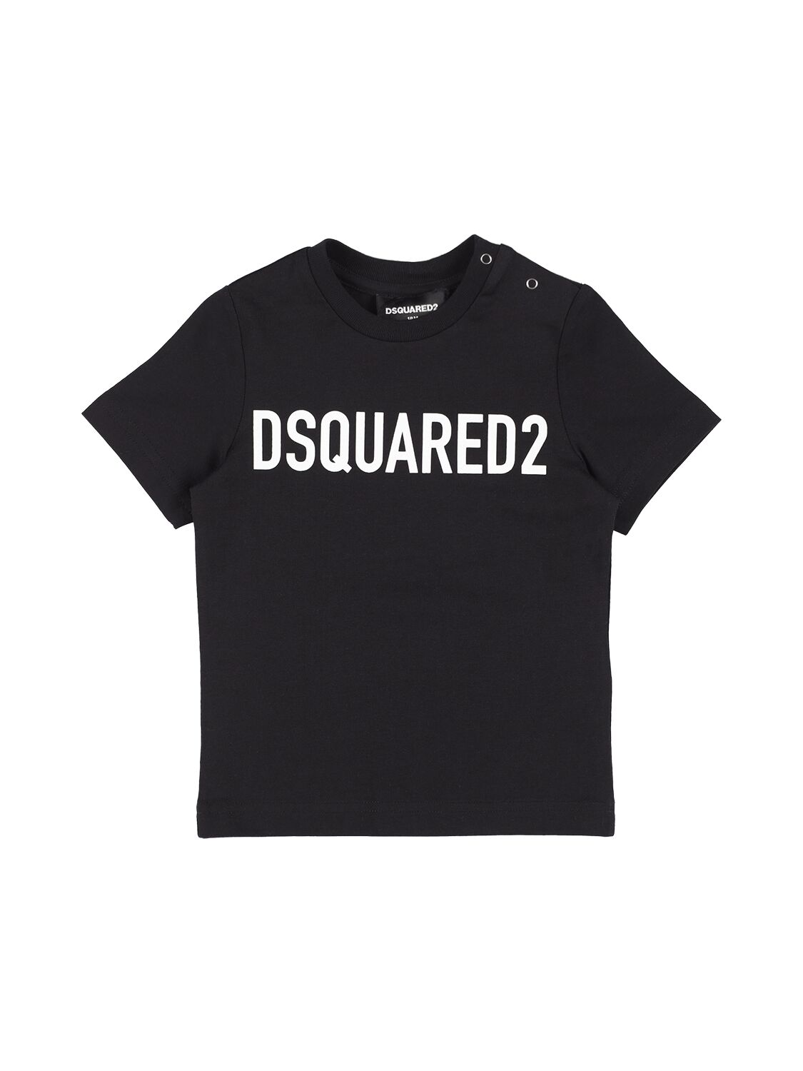 Dsquared2 Kids' 印花棉质平纹针织t恤 In Black