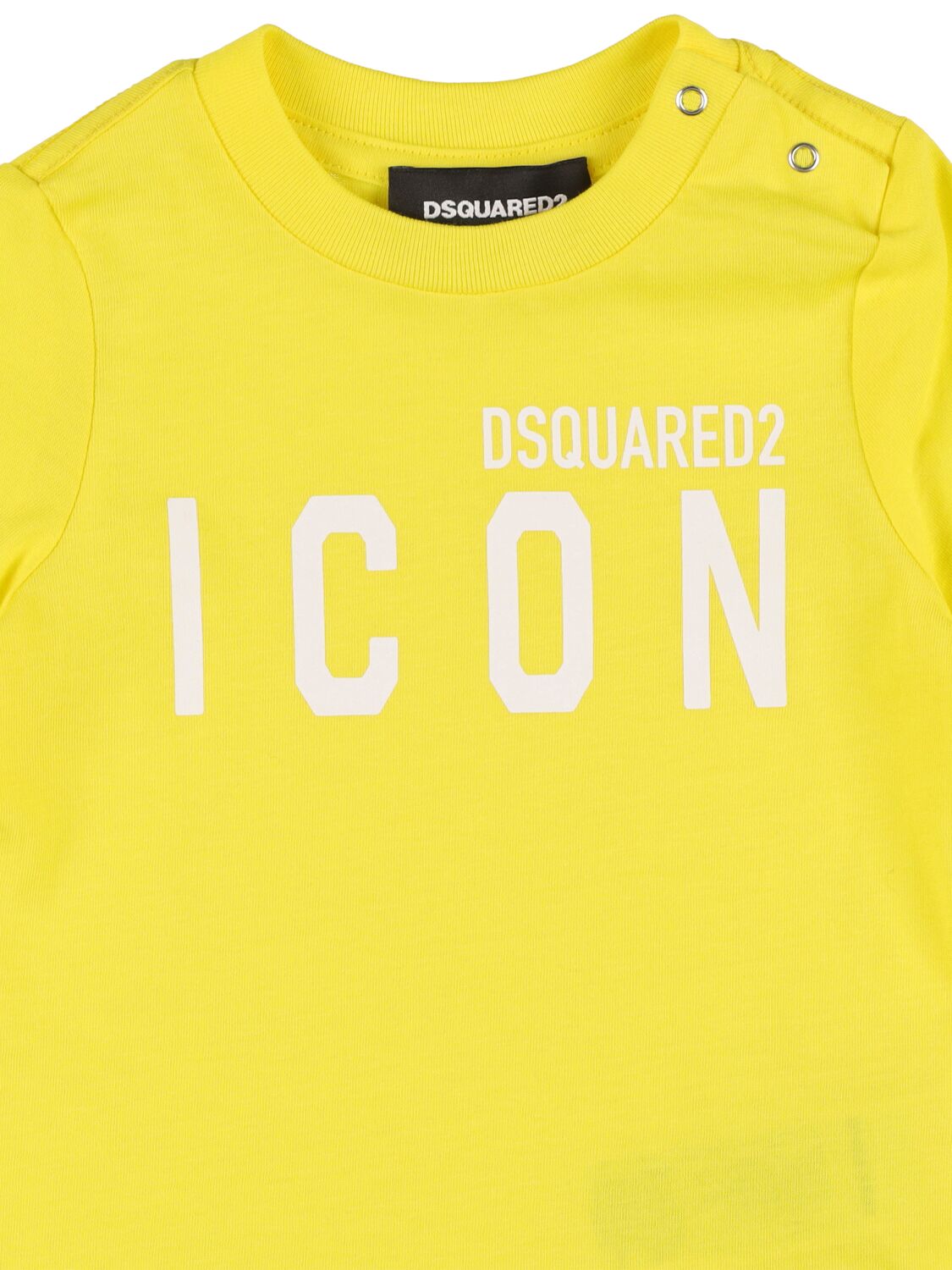 Shop Dsquared2 Logo Print Cotton Jersey T-shirt In Yellow