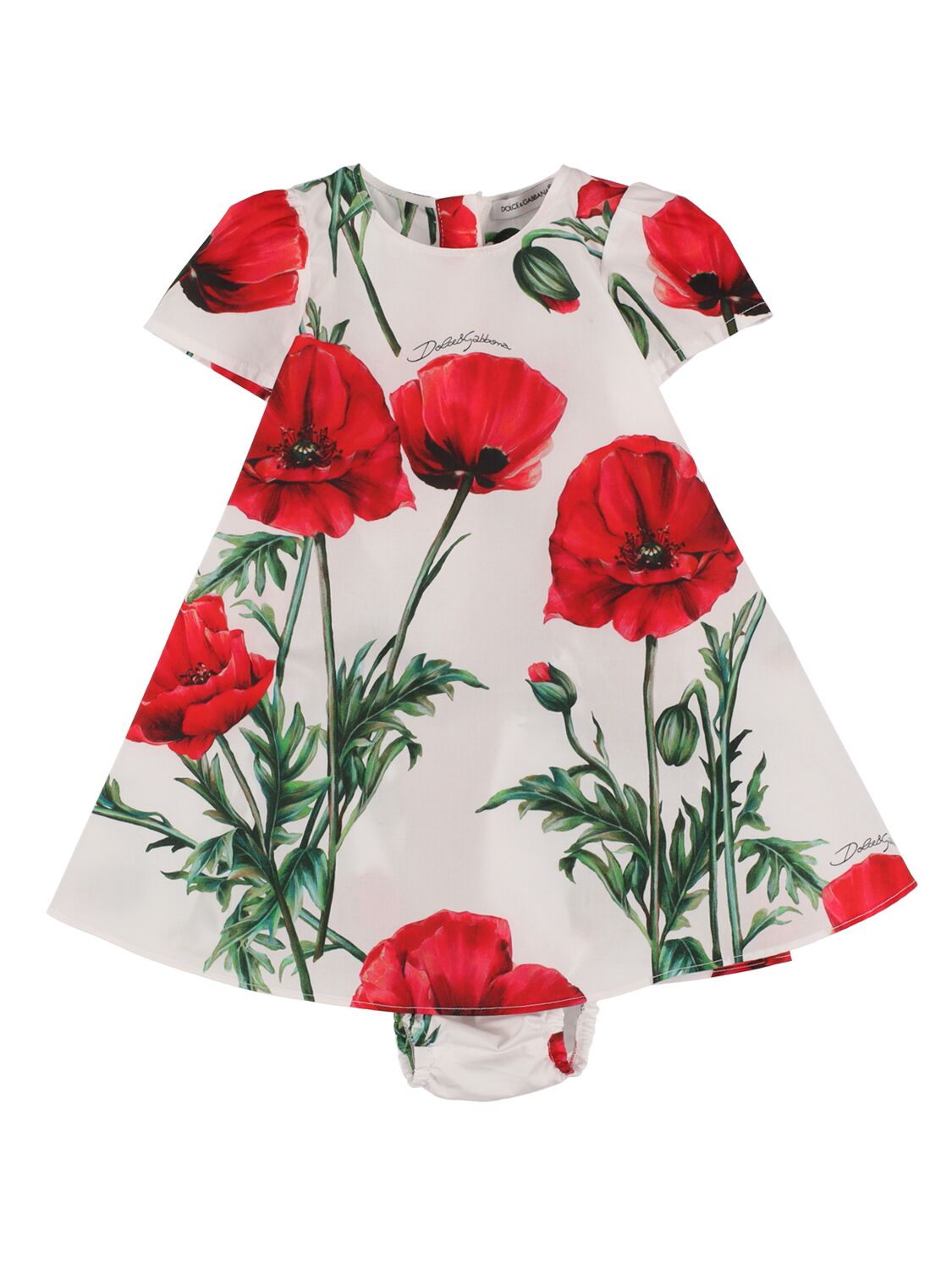 Dolce & Gabbana Baby Floral Cotton Poplin Dress And Bloomers Set In Multicolor