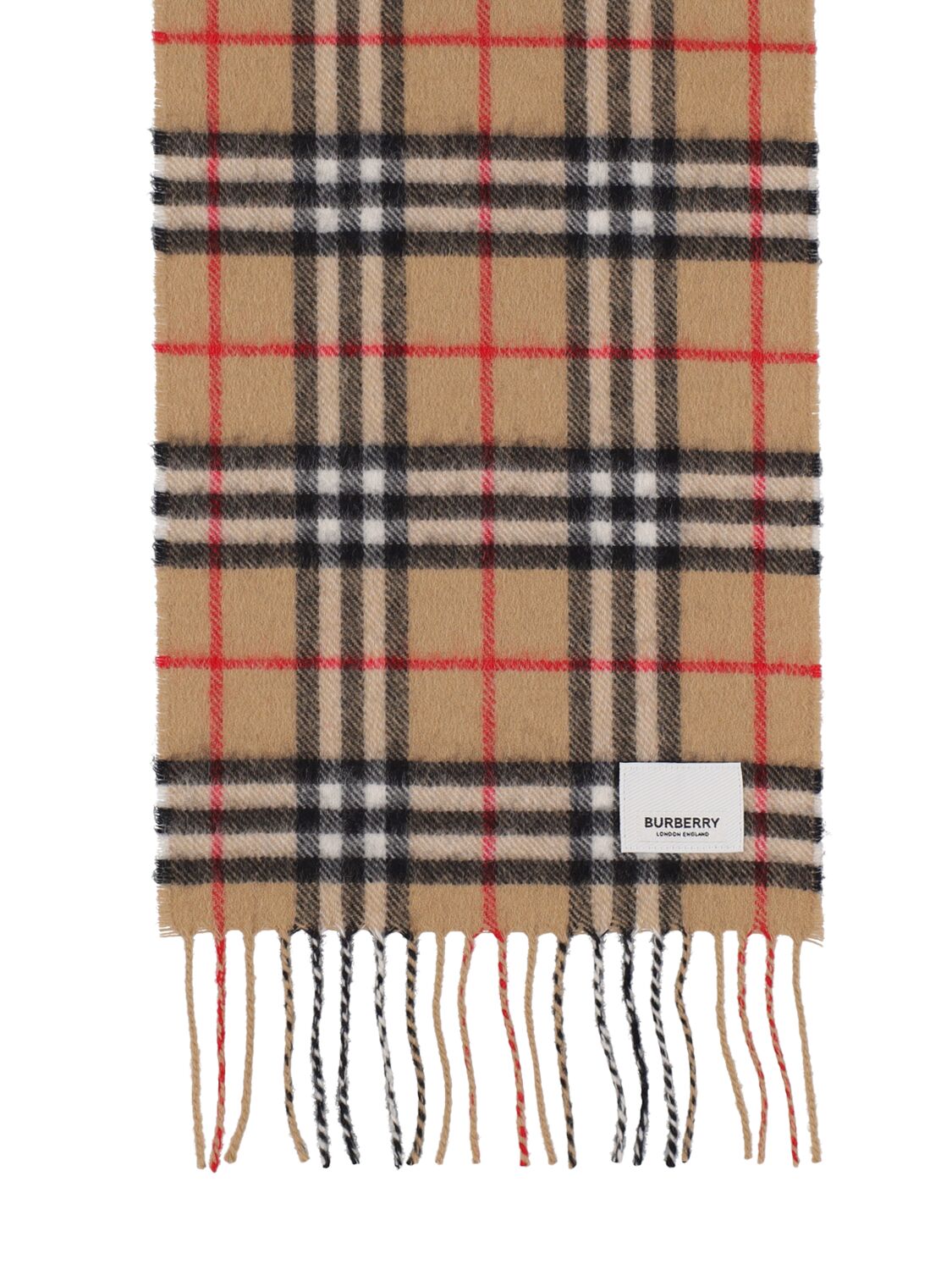 Shop Burberry Check Intarsia Cashmere Scarf In 베이지
