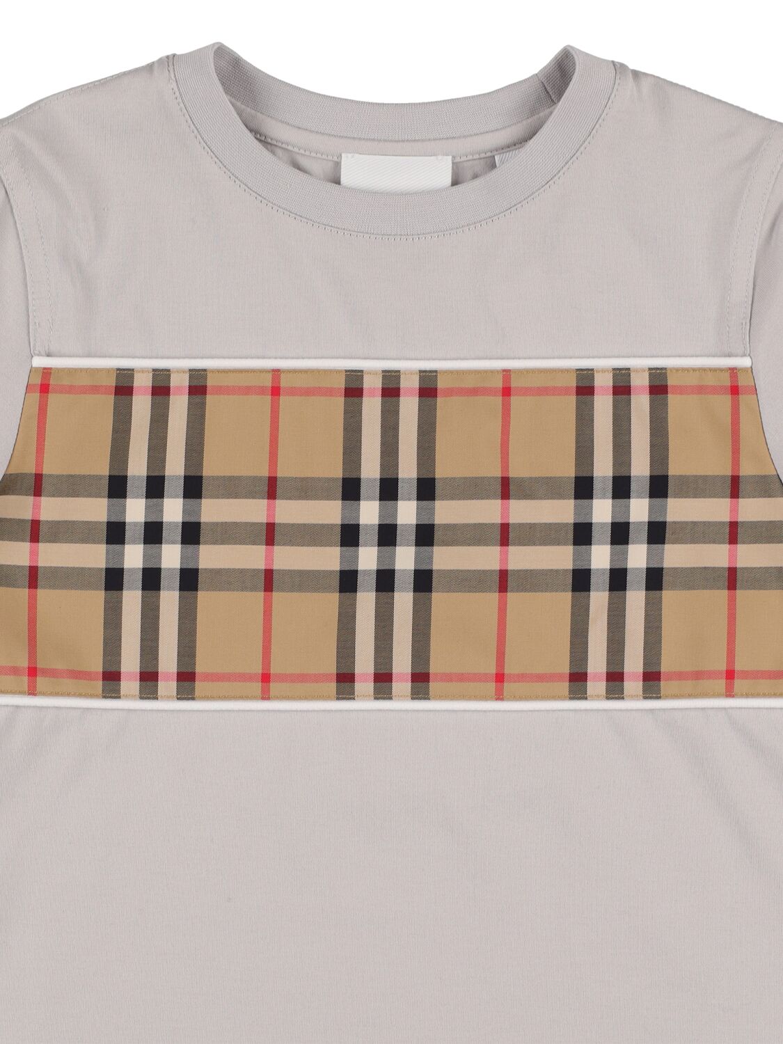 Shop Burberry Cotton Jersey T-shirt W/ Check Inserts In Grey