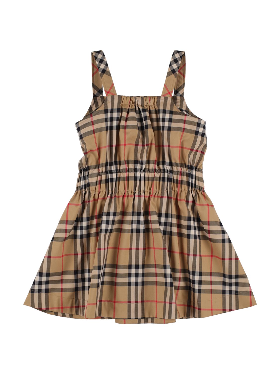 Shop Burberry Check Cotton Sleeveless Dress In Beige