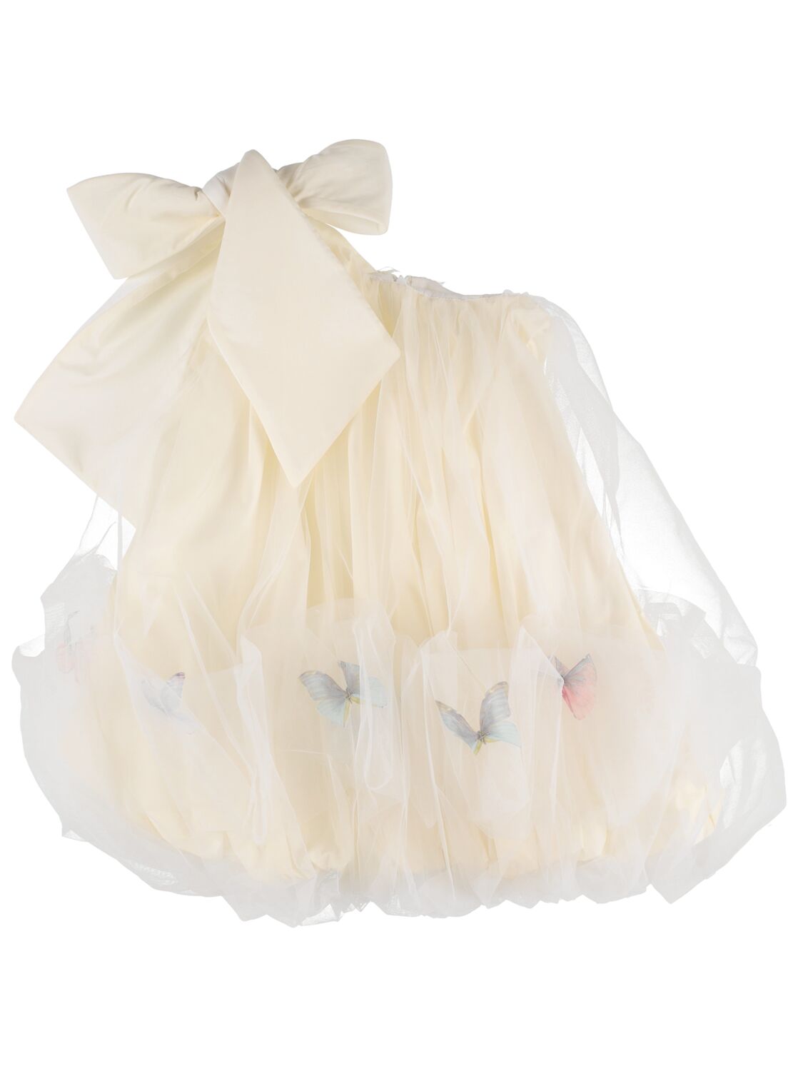 Nikolia Kids' Ruffled Tulle Midi Dress W/ Appliqués In White