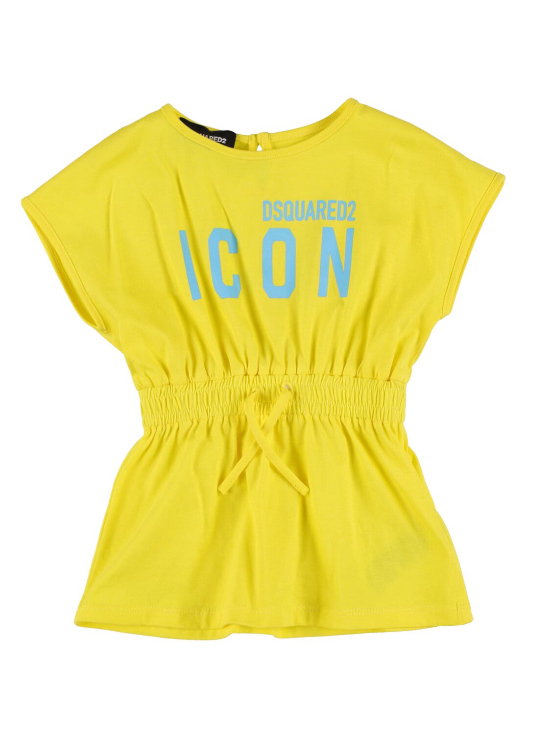 Dsquared2 Kids' Icon Logo Print Cotton Jersey Dress In Yellow