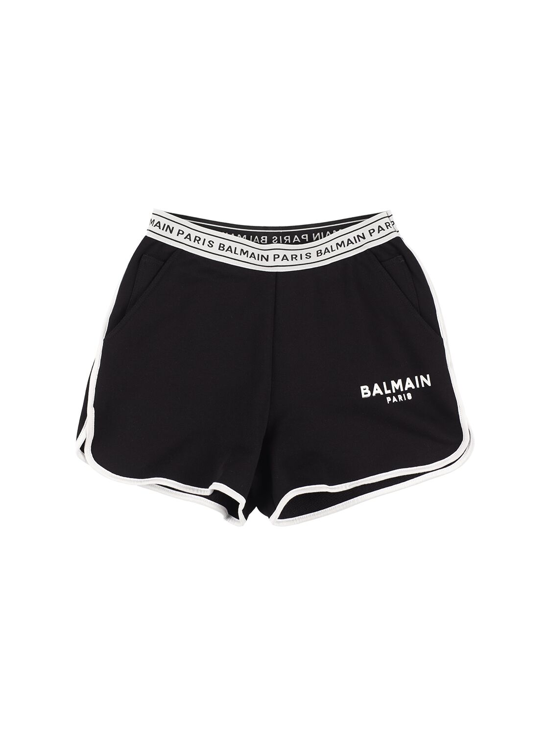 Balmain Kids' Organic Cotton Sweatshorts W/ Logo In Black