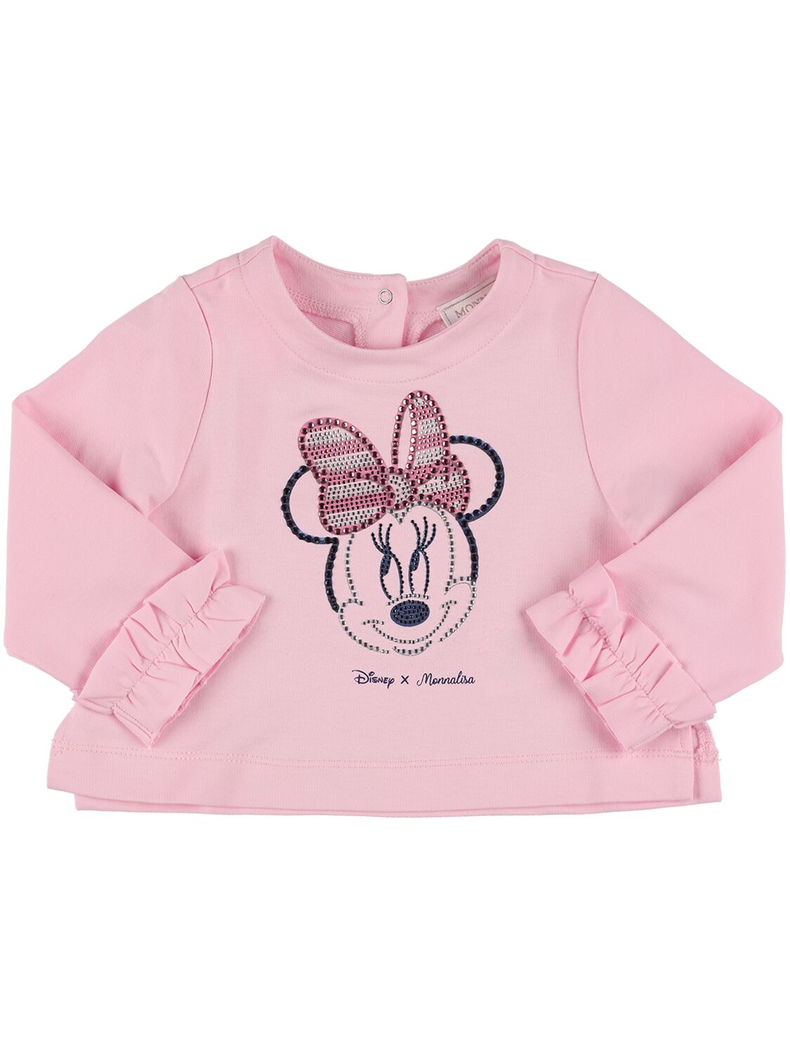 Monnalisa Kids' Minnie Embellished Cotton Sweatshirt In Rosa Fairy Tale