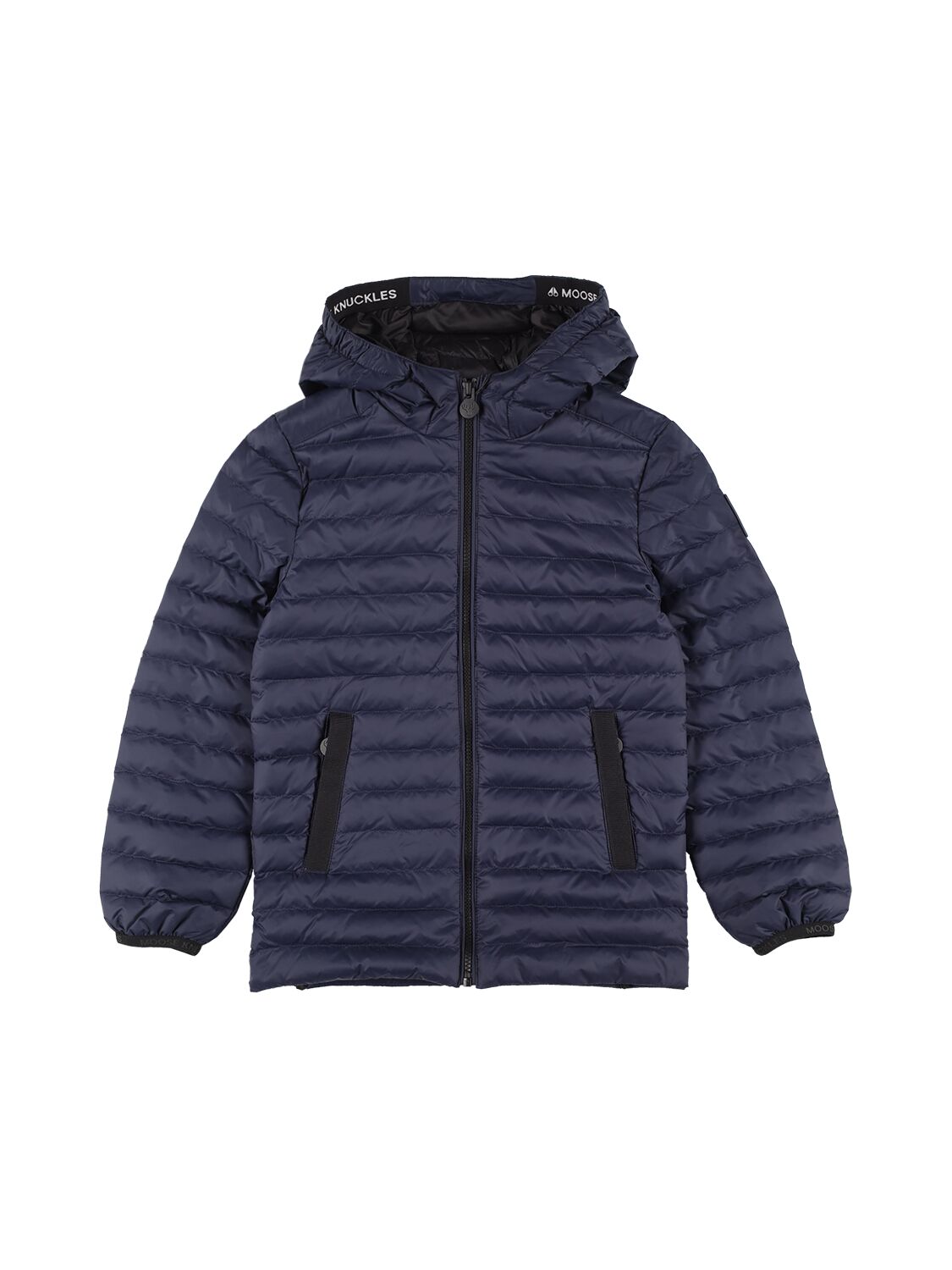 Moose Knuckles Babies' Recycled Nylon Down Jacket W/ Logo In Navy