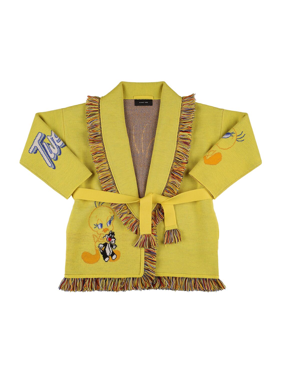 Alanui Kids' Wool Jacquard Knit Jacket In Yellow