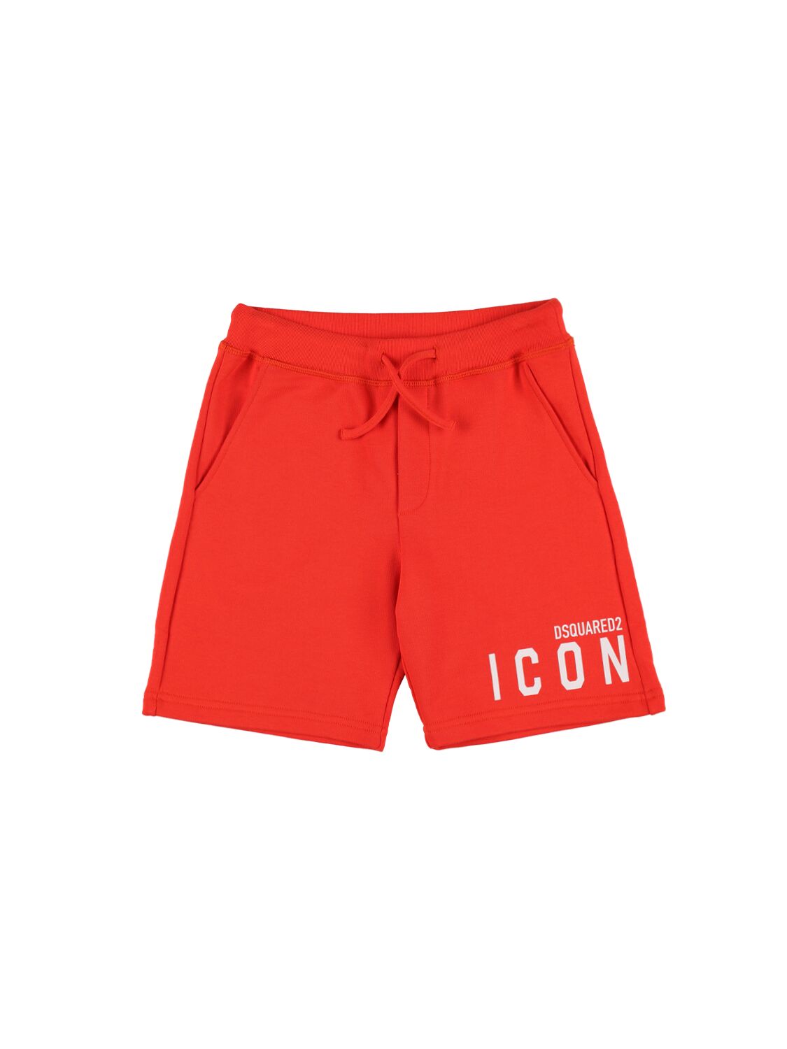 Dsquared2 Kids' Icon Logo Print Cotton Sweat Shorts In Red
