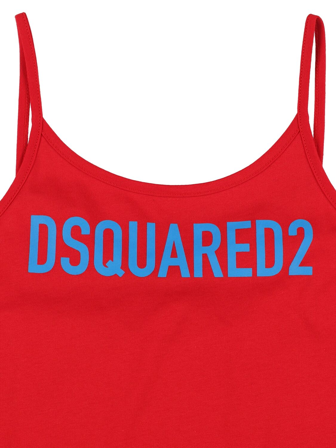 Shop Dsquared2 Logo Print Cotton Jersey Tank Dress In Red