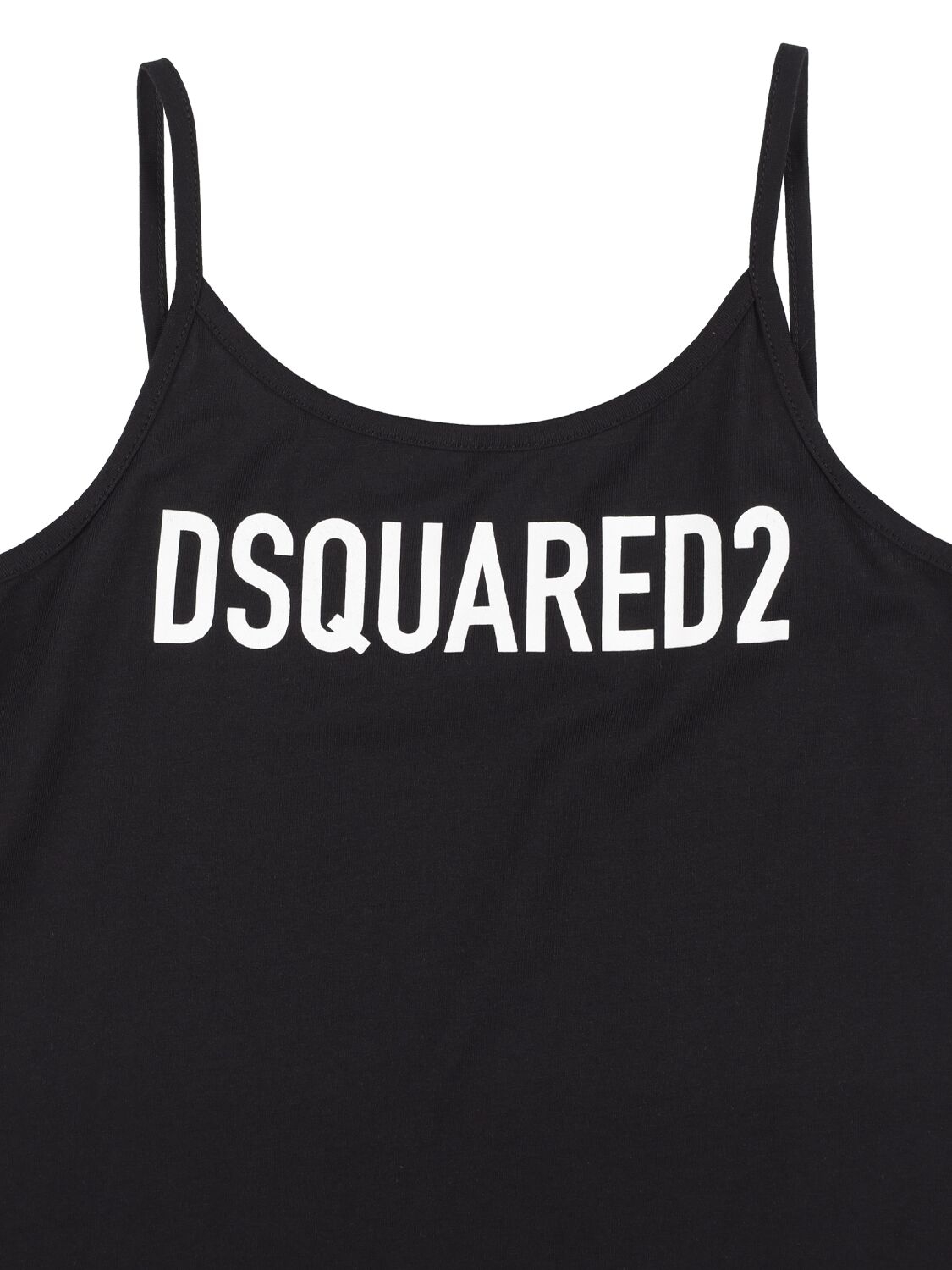 Shop Dsquared2 Logo Print Cotton Jersey Tank Dress In Black