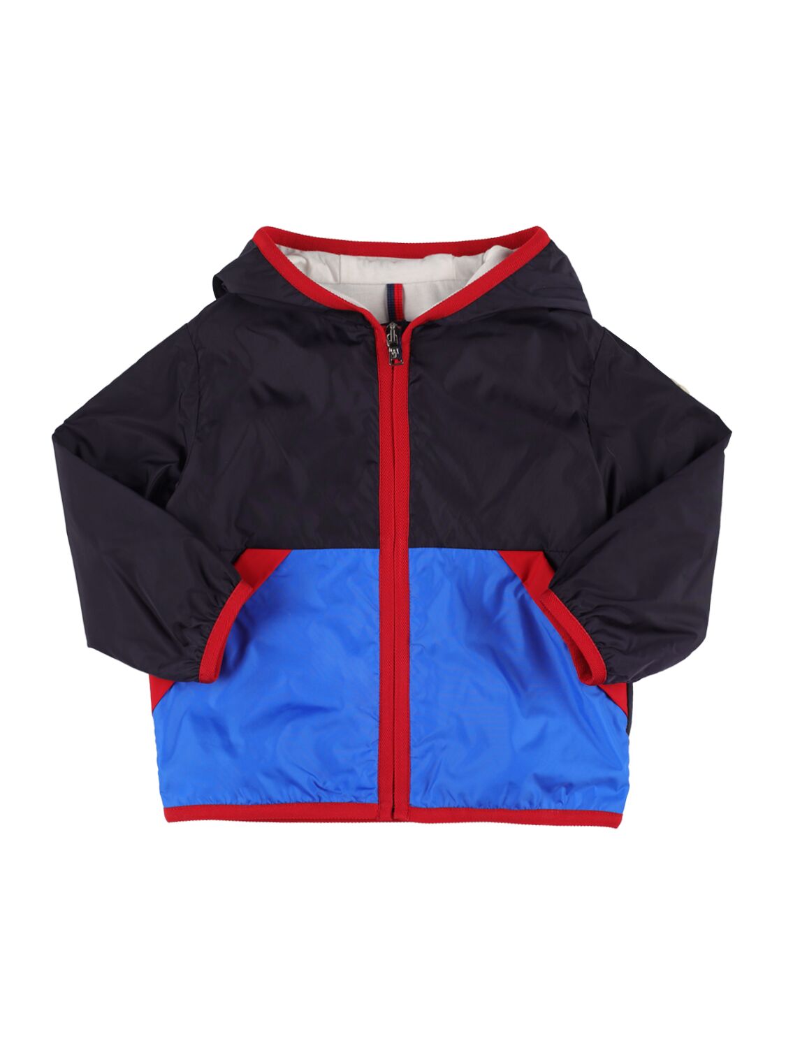 Moncler Kids' Burhow Nylon Jacket In Blu-rosso