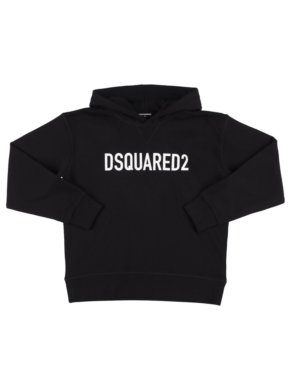 Dsquared2 Kids' Cotton Sweatshirt Hoodie W/ Logo In Black