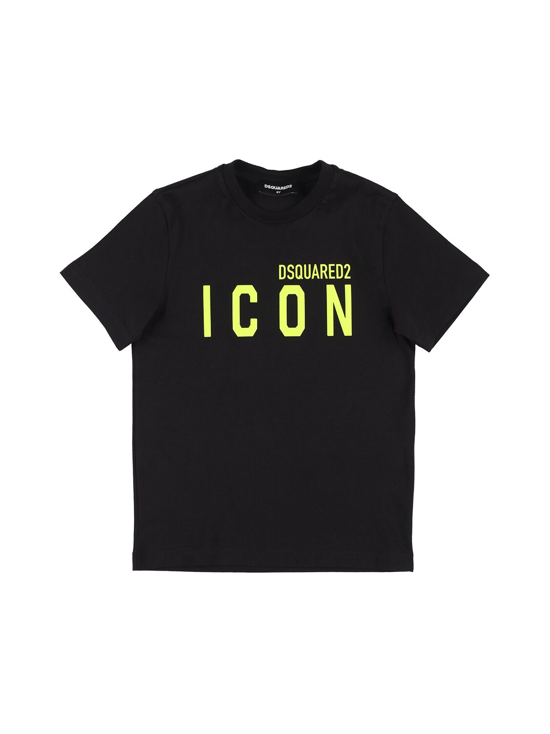 Shop Dsquared2 Icon Logo Print Cotton Jersey T-shirt In Black,yellow