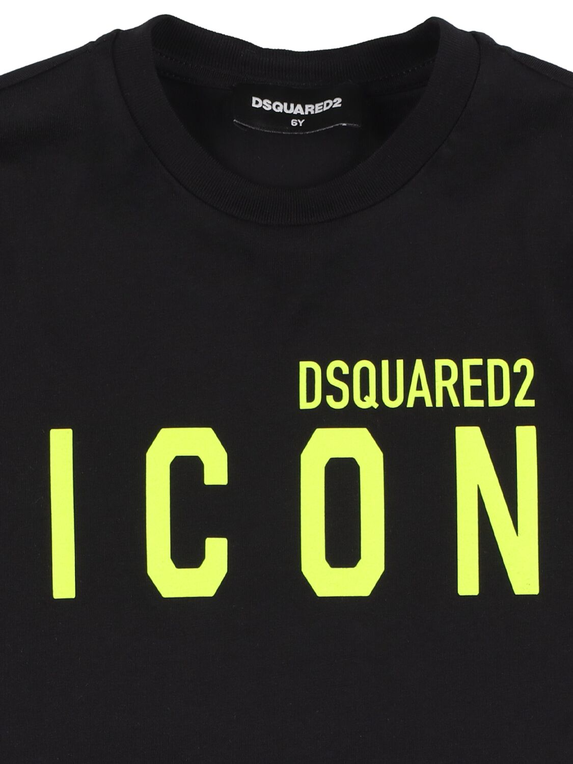 Shop Dsquared2 Icon Logo Print Cotton Jersey T-shirt In Black,yellow