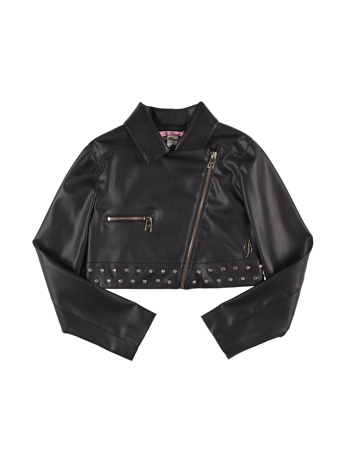 Miss Blumarine Logo-embroidered Biker Jacket In Black
