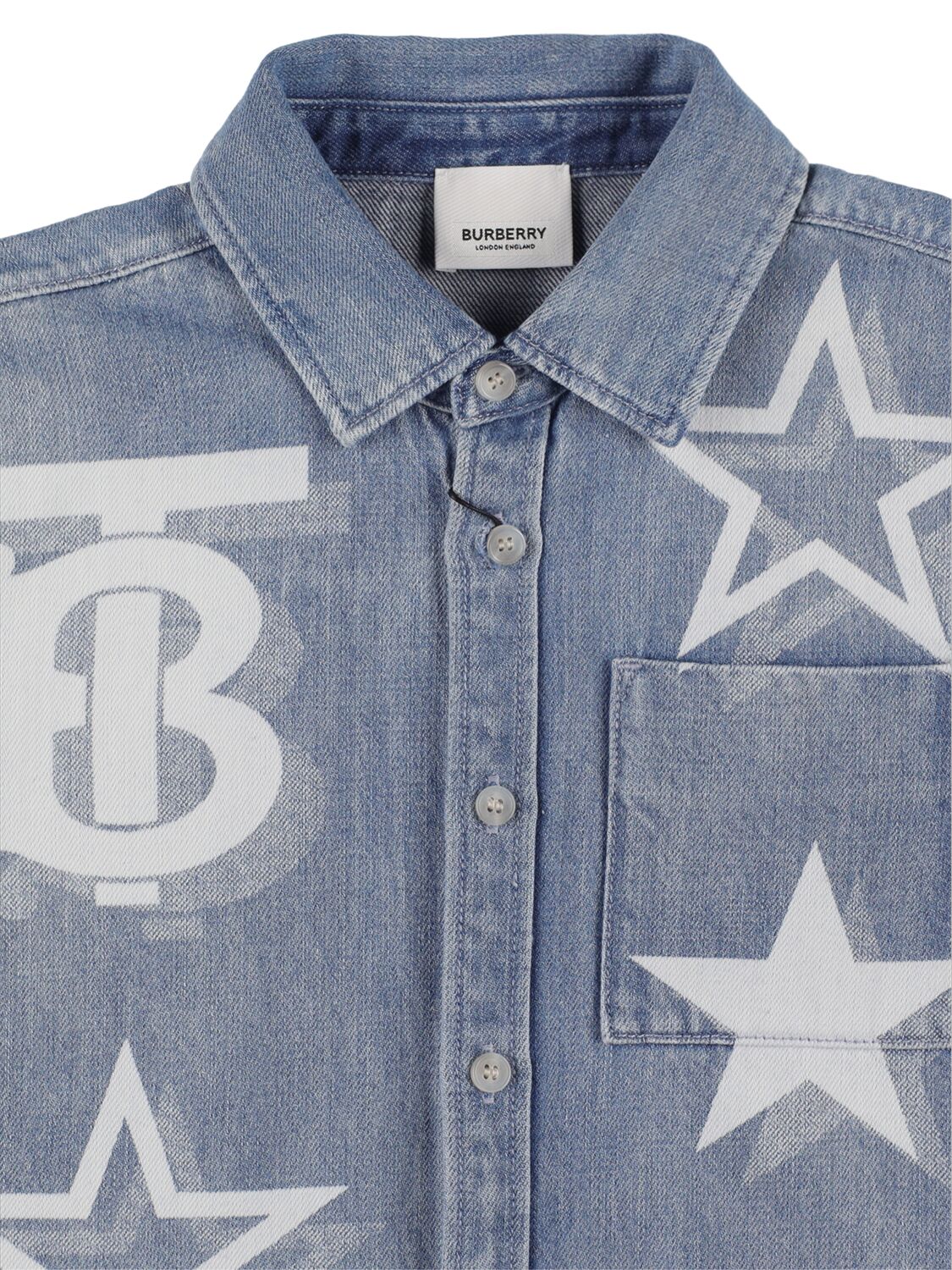 TB Monogram Denim Shirt in Blue - Burberry Kids