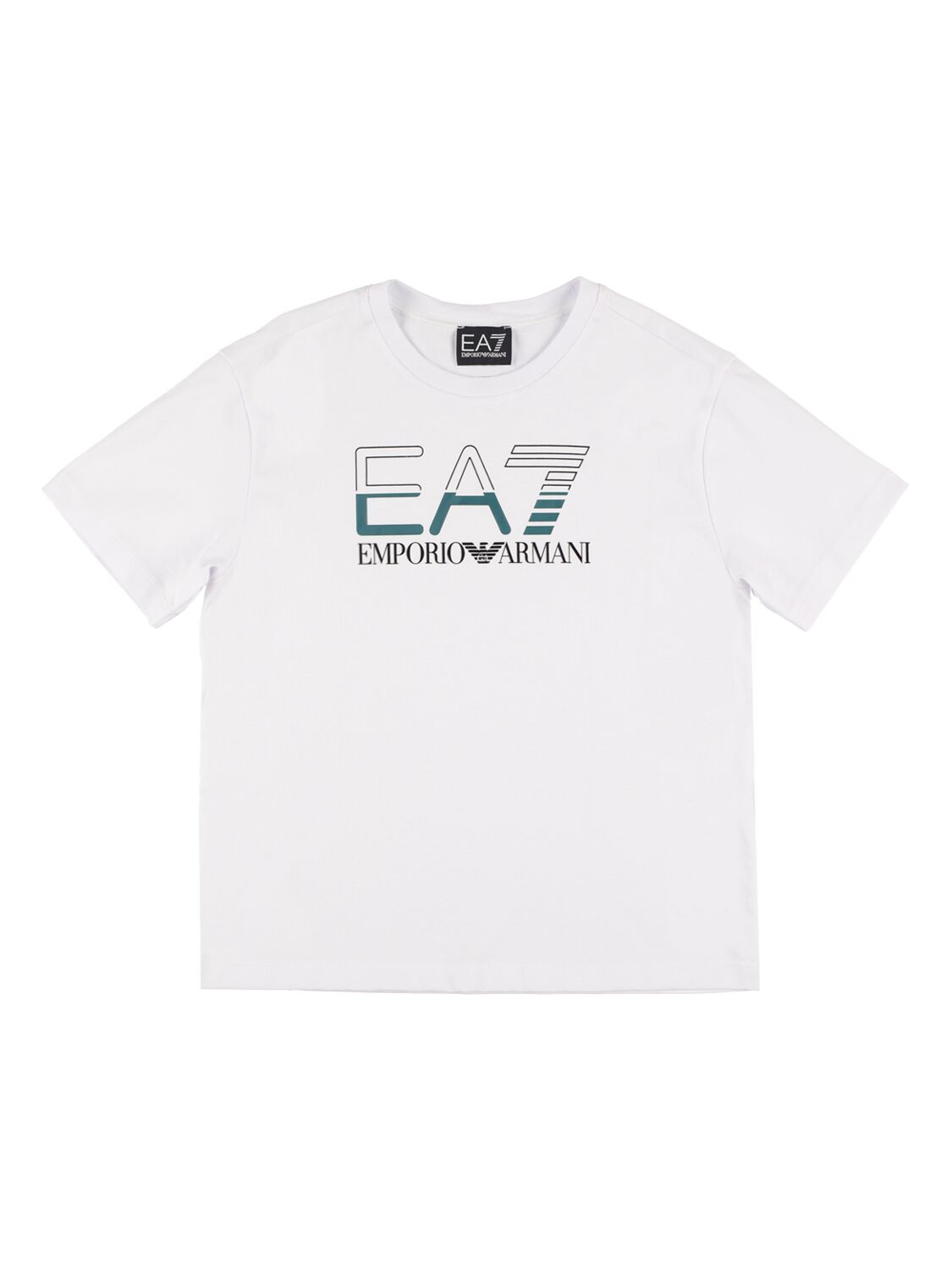 Ea7 Kids' Cotton Jersey T-shirt W/ Logo In White
