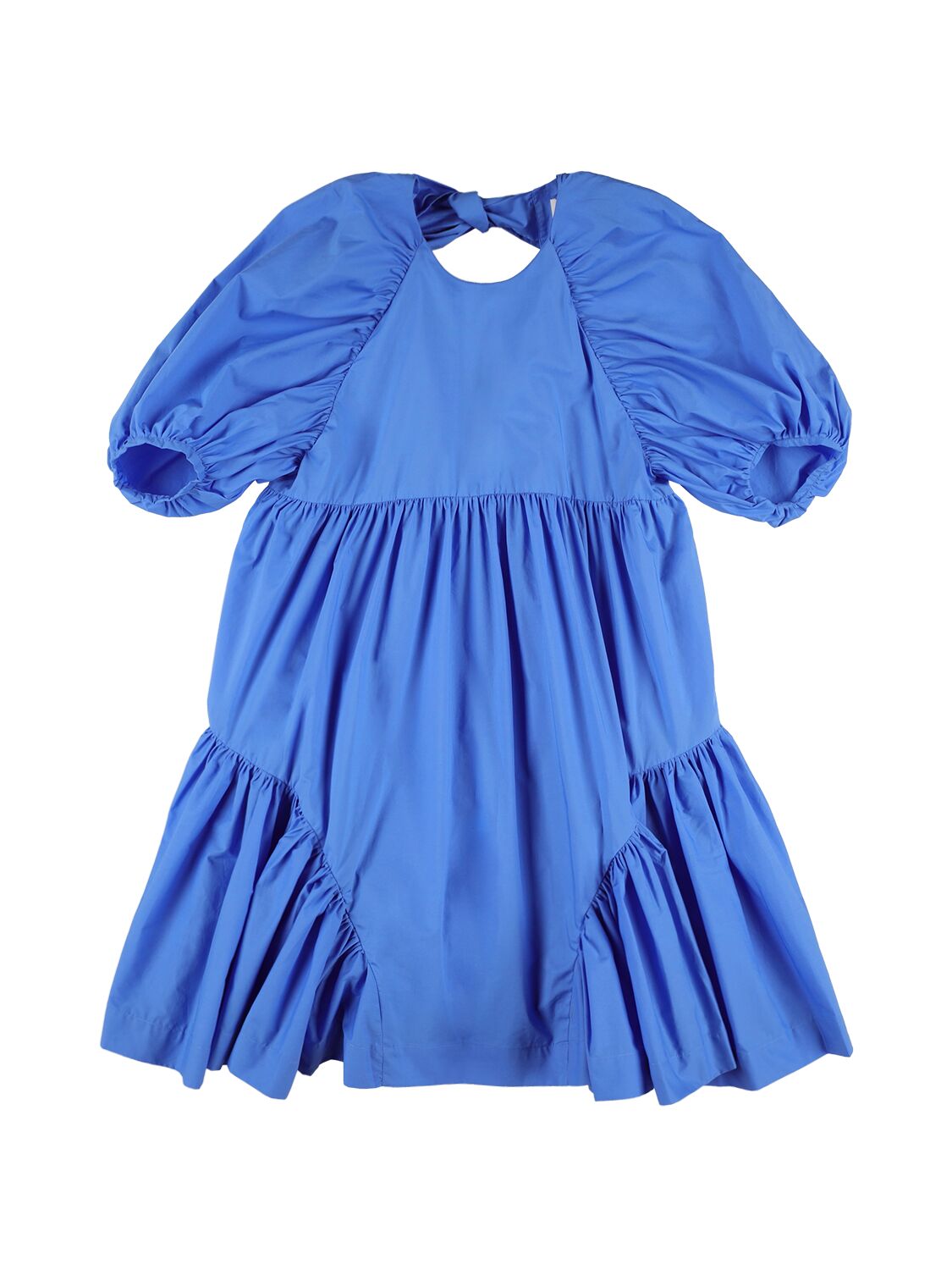 Unlabel Kids' Puff Sleeve Cotton Poplin Dress In Blue