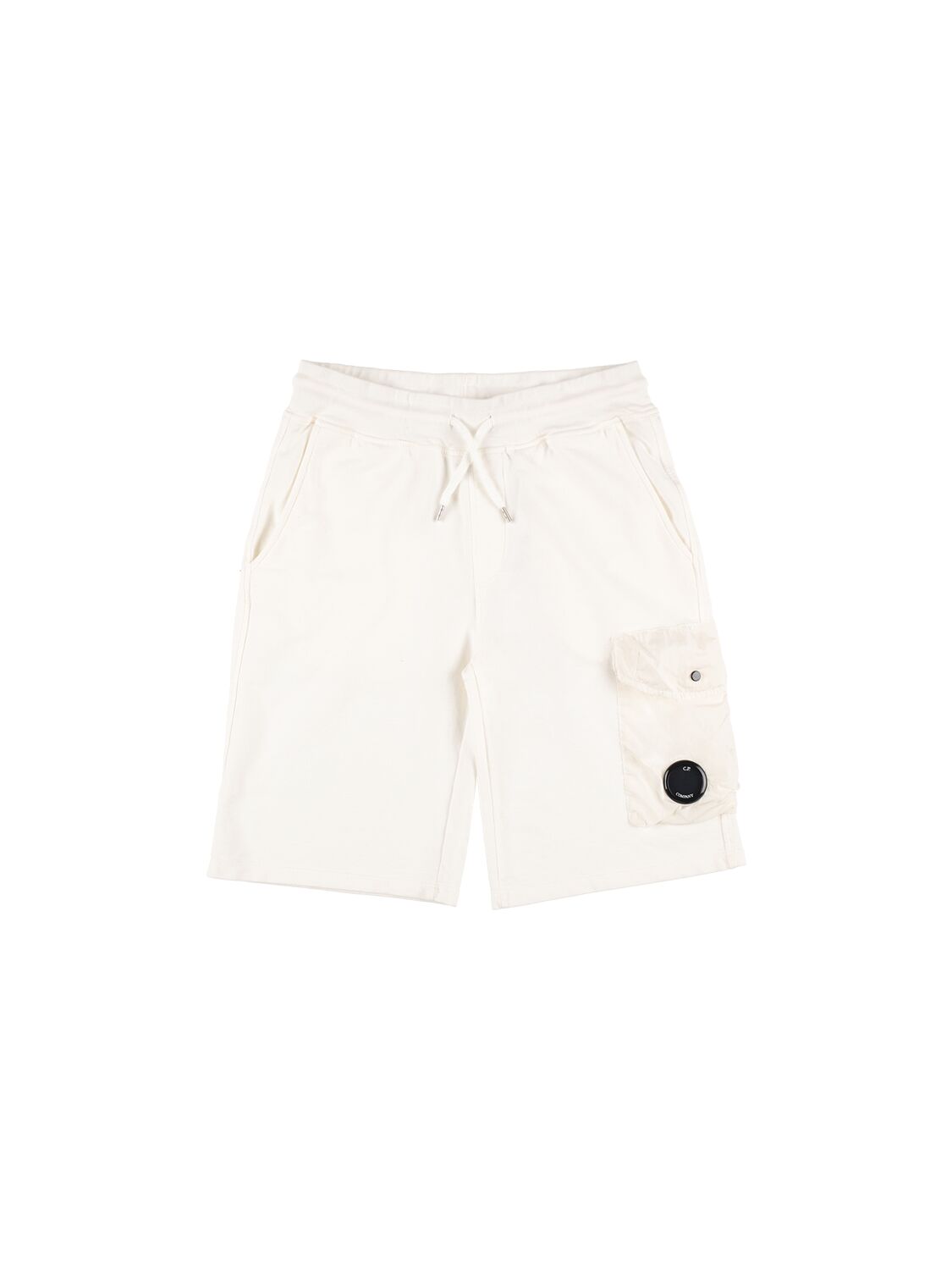 C.p. Company Kids' Cotton Cargo Sweat Shorts In White