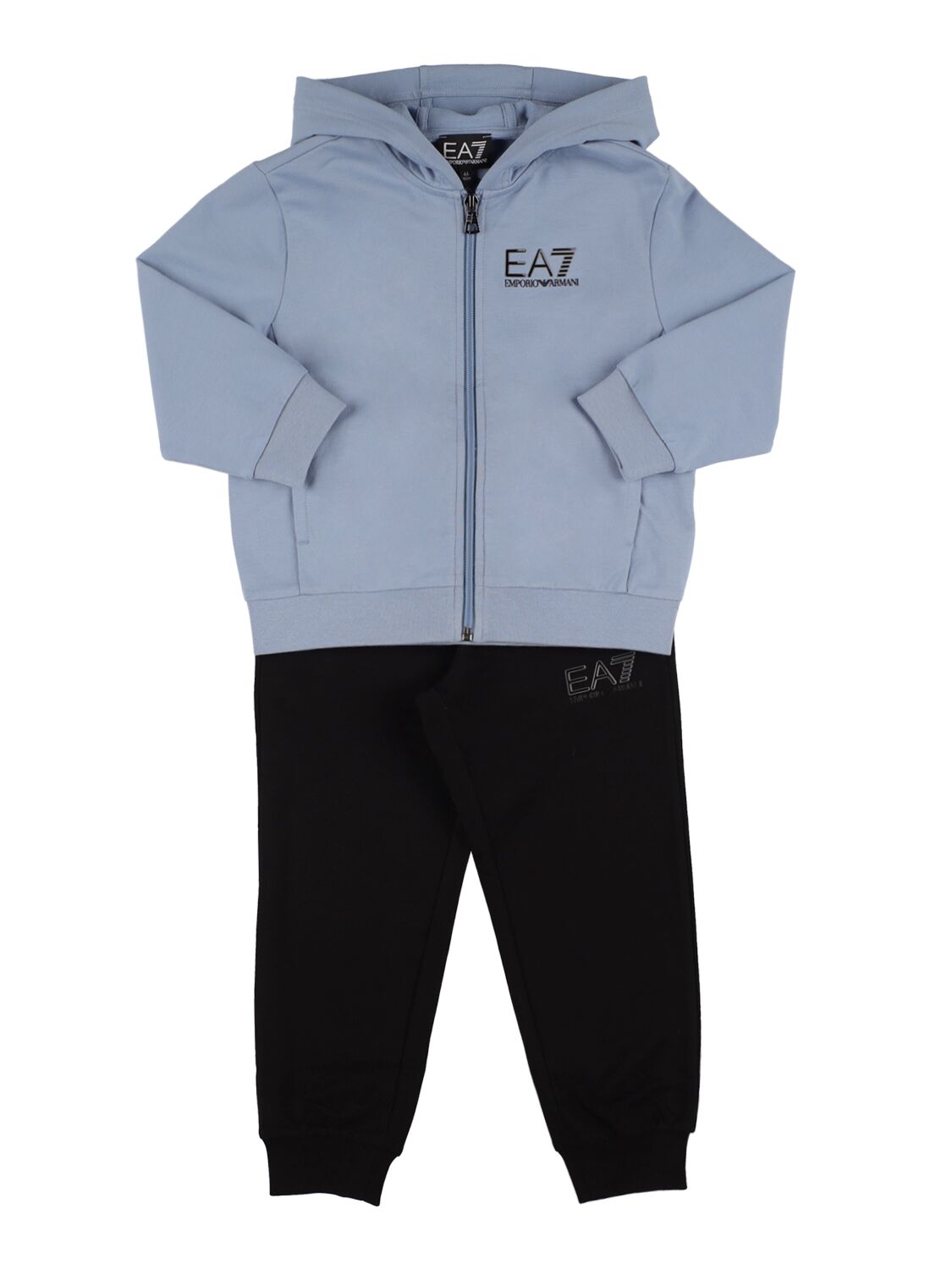 Ea7 Kids' Logo Cotton Sweatshirt & Sweatpants In Blue