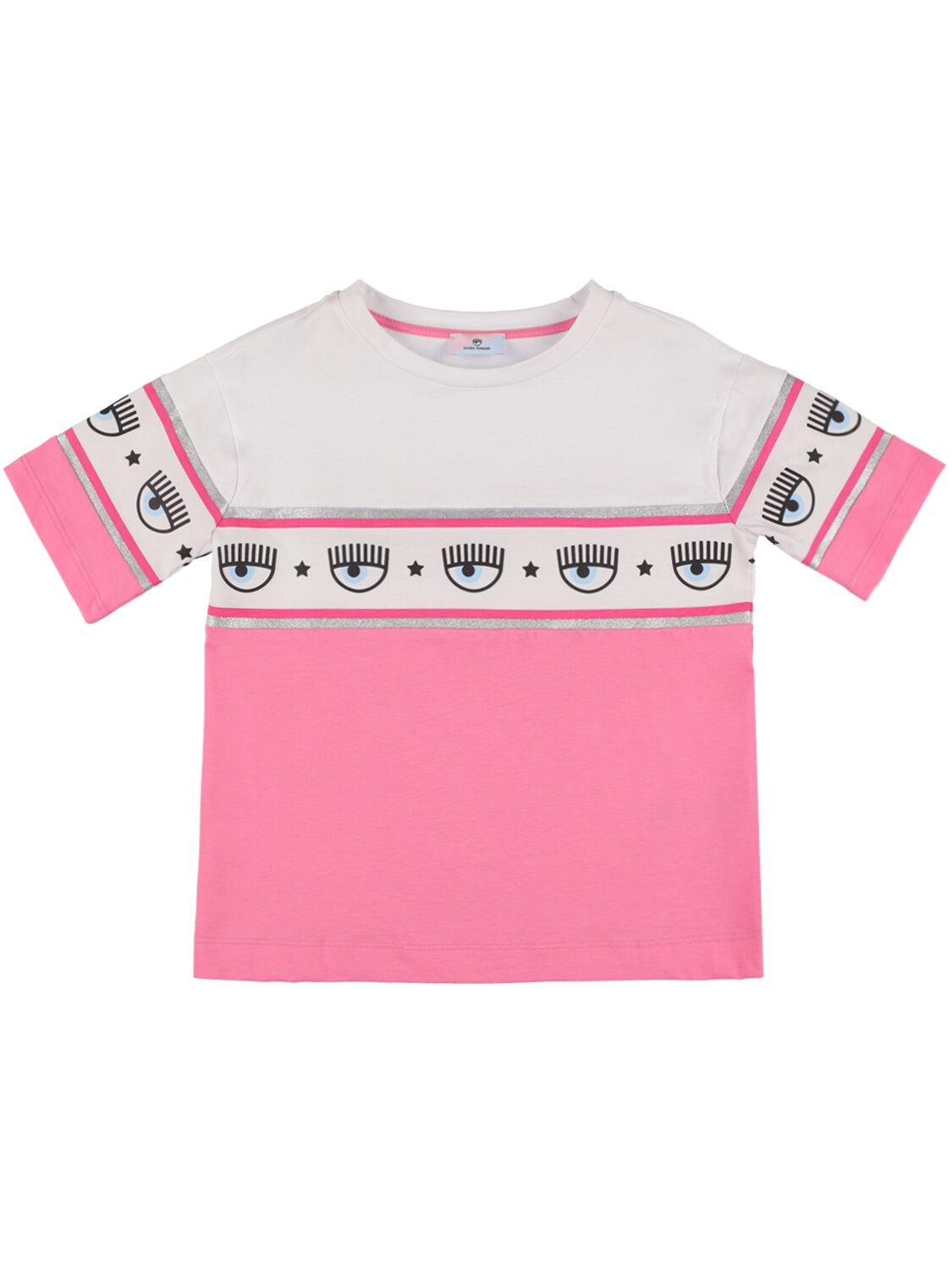 Chiara Ferragni Kids' Logo Mania T-shirt In White,dark Pink