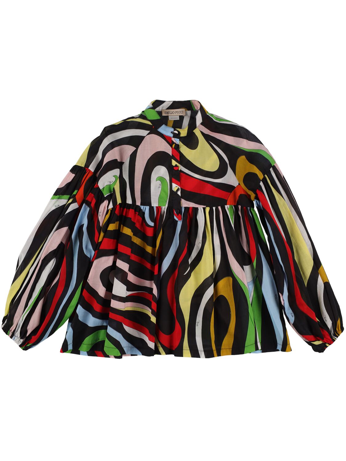 Pucci Kids' Printed Cotton Muslin Shirt In Multicolor