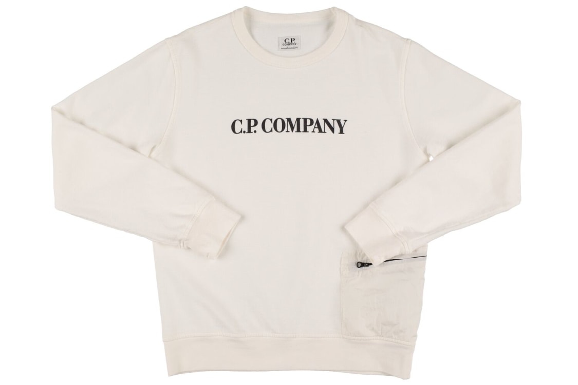 C.p. Company Kids' Logo Print Cotton Sweatshirt In White