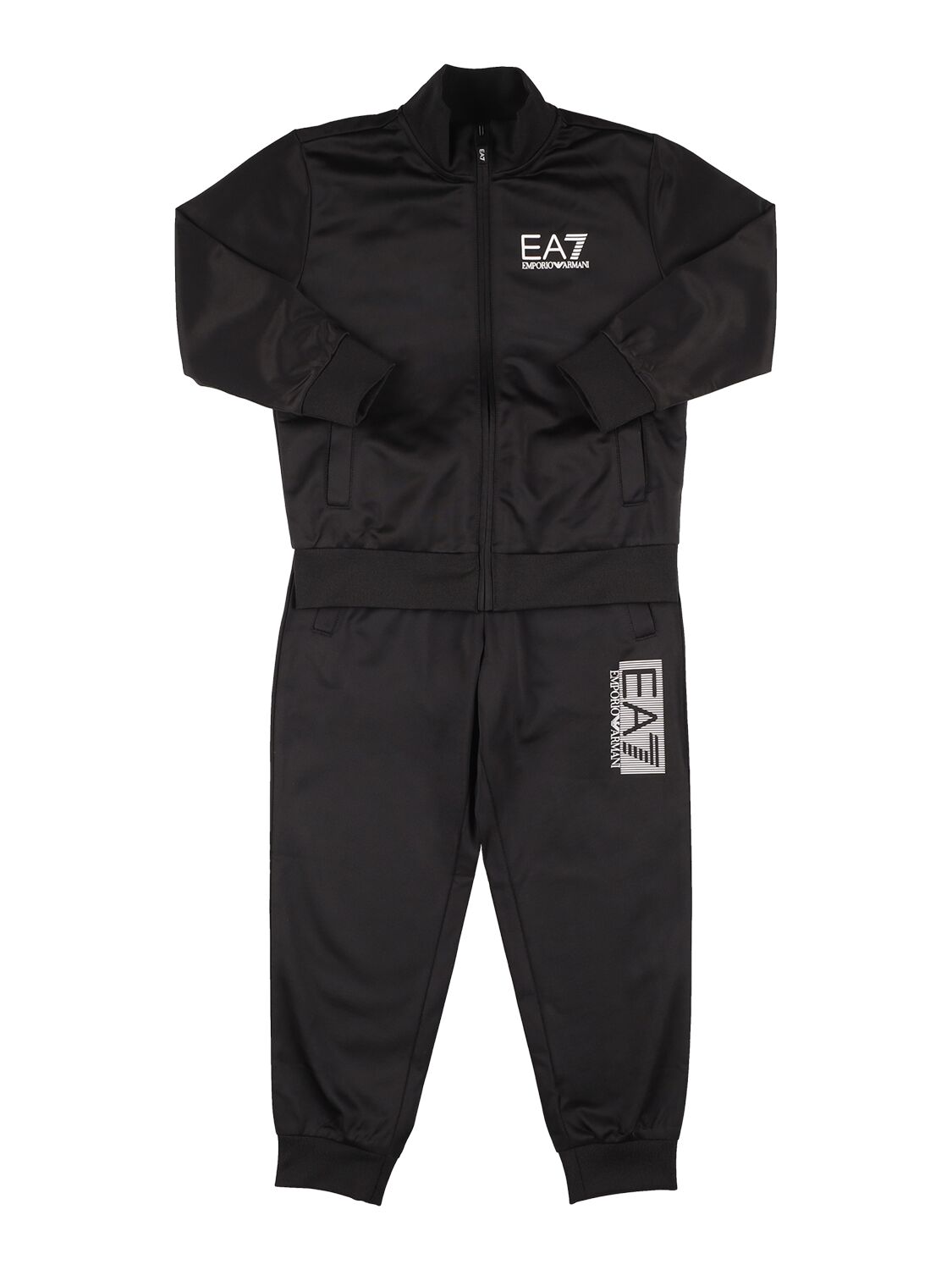 Ea7 Kids' Logo Cotton Sweatshirt & Sweatpants In Black