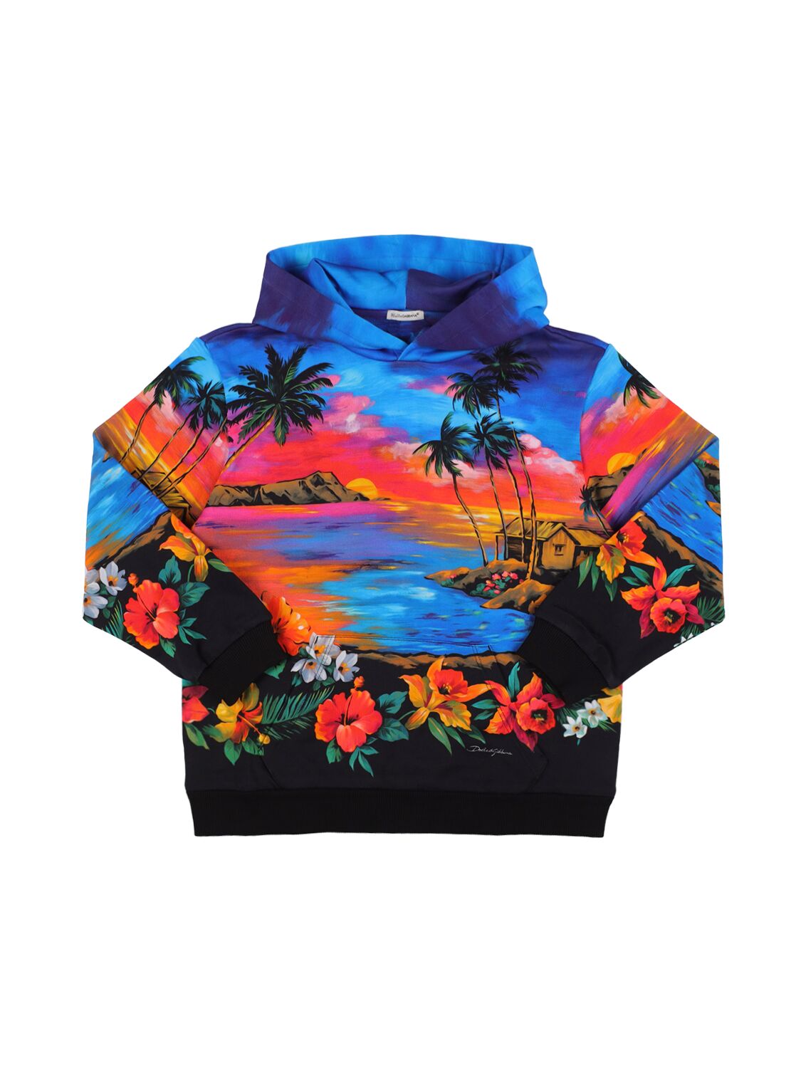 Printed Cotton Jersey Hoodie