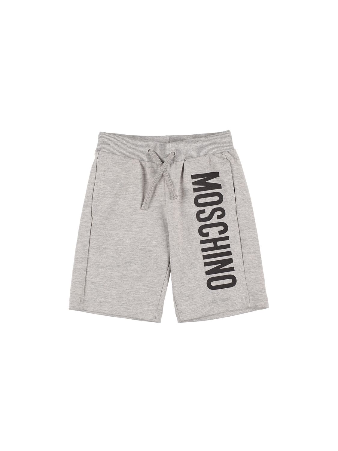 Moschino Kids' Logo Print Cotton Sweat Shorts In Grey
