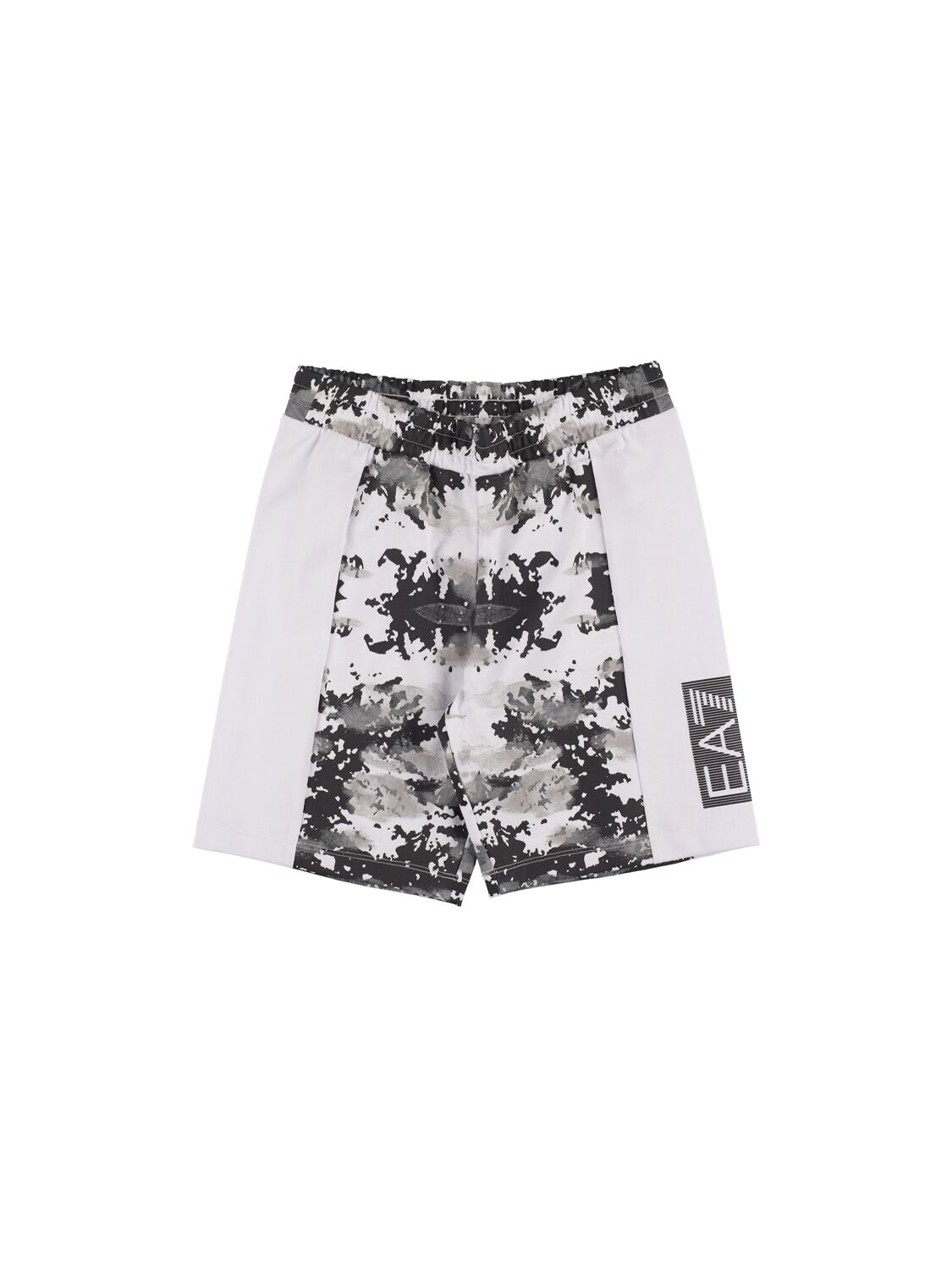Ea7 Kids' Printed Cotton Sweat Shorts In White