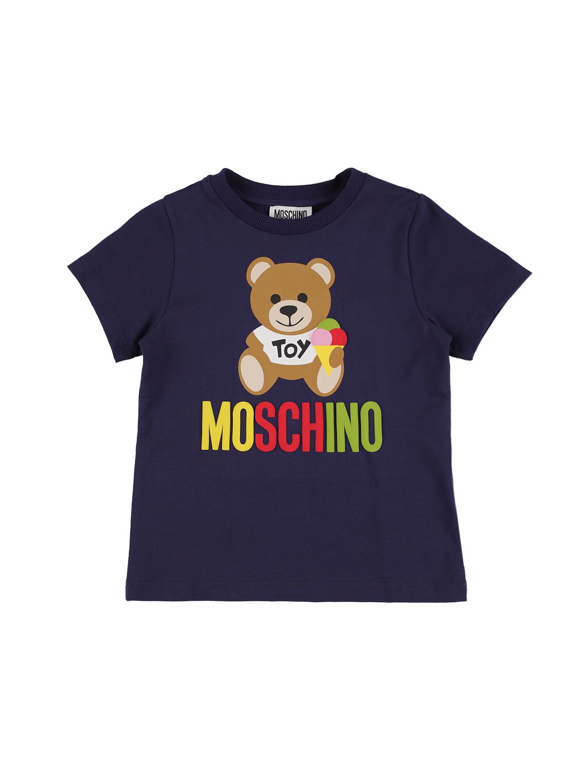 Moschino Kids' Teddy Bear Blue Cotton Jersey Boy  T-shirt