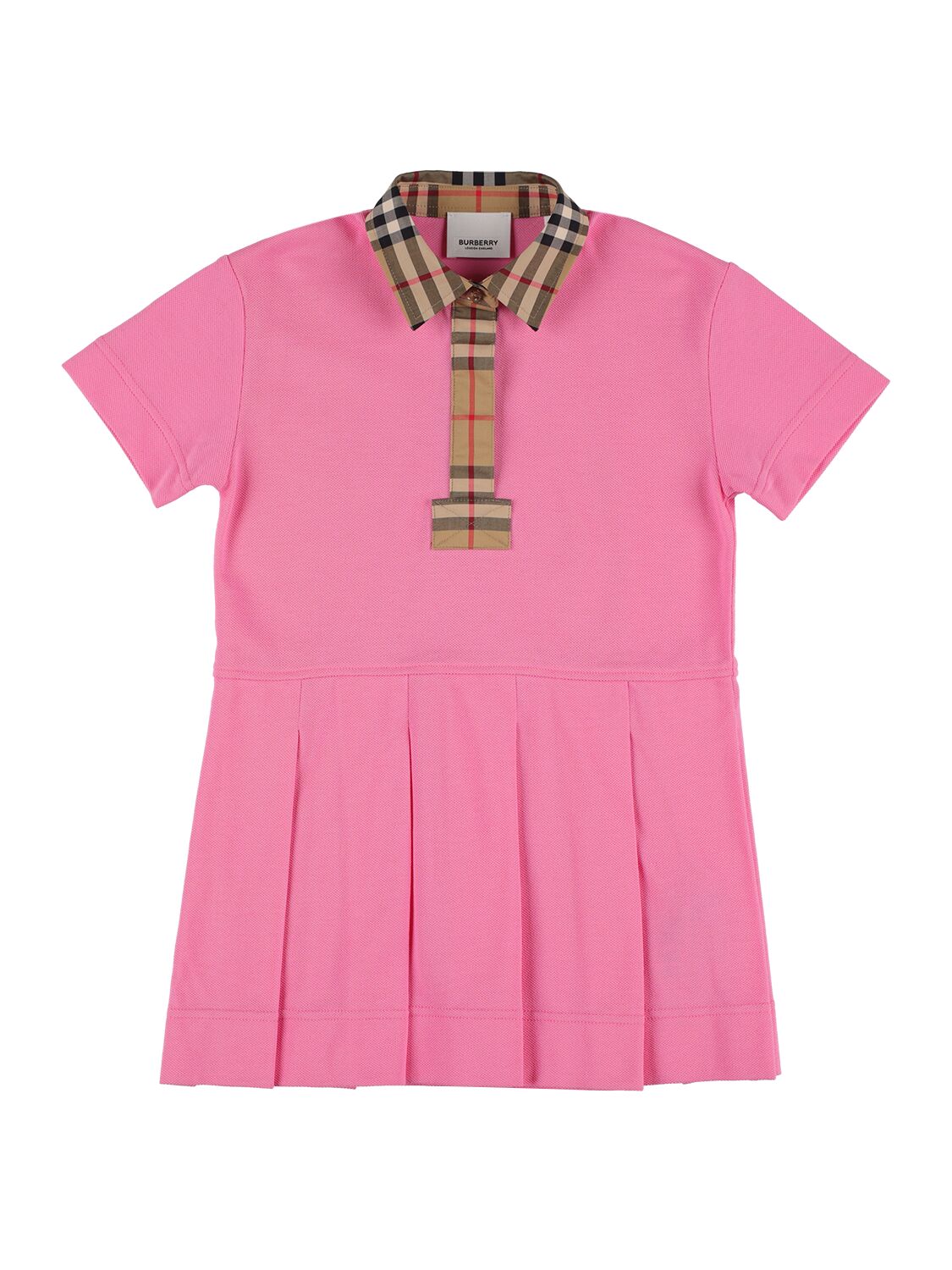 Image of Check Insert Cotton Polo Dress