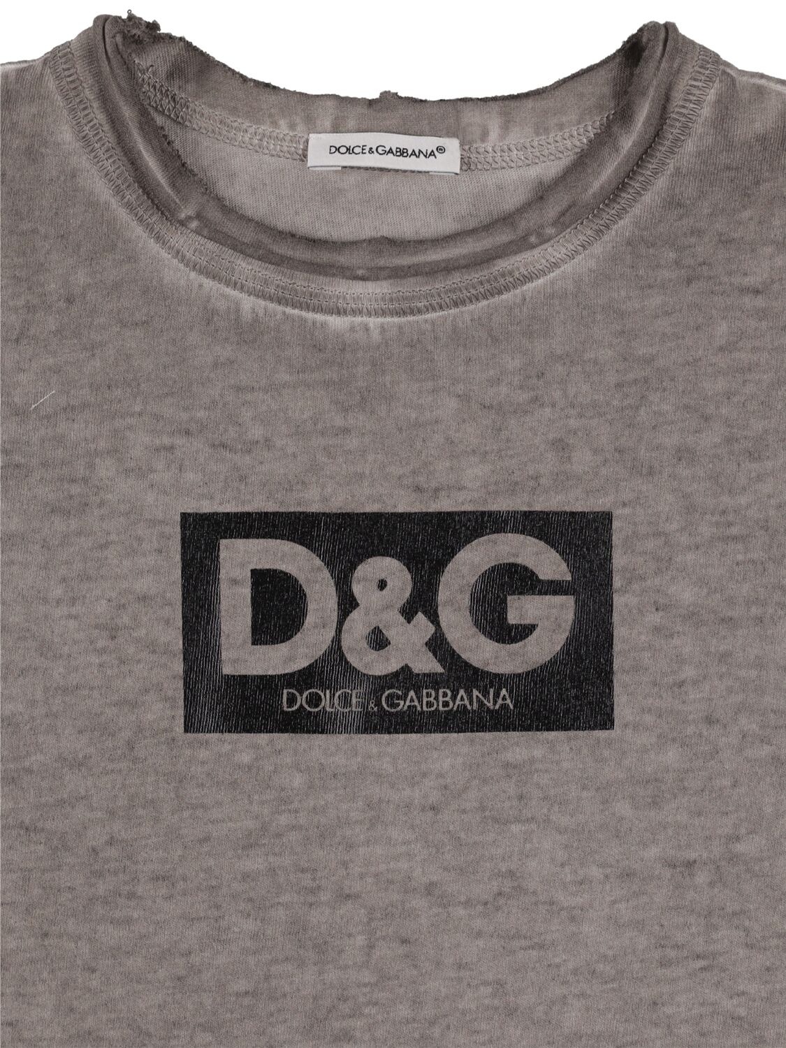 Shop Dolce & Gabbana Logo Print Cotton Jersey T-shirt In Dark Grey
