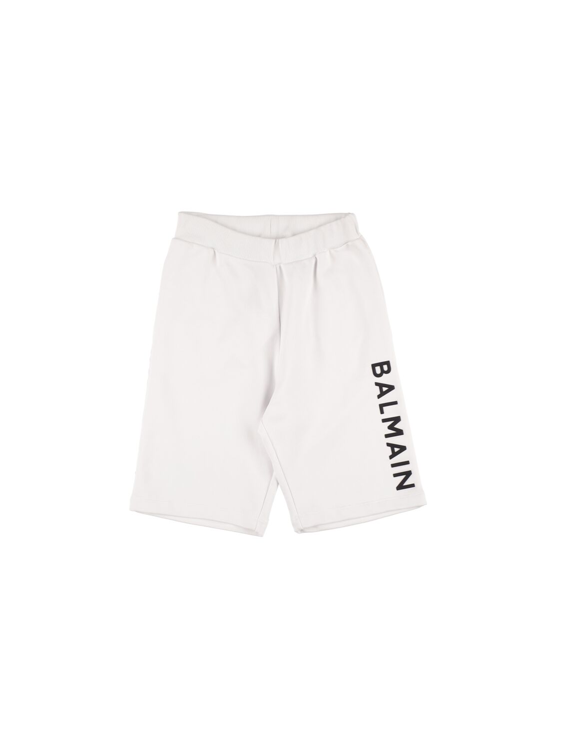Balmain Kids' Embossed-logo Cotton Shorts In White